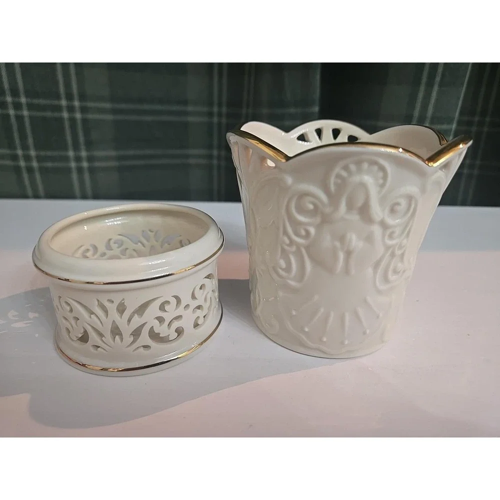 Lenox Tealight Candle Holder 1.75 x 2.75 - Lennox Merry Lights Angel Votive 3.25